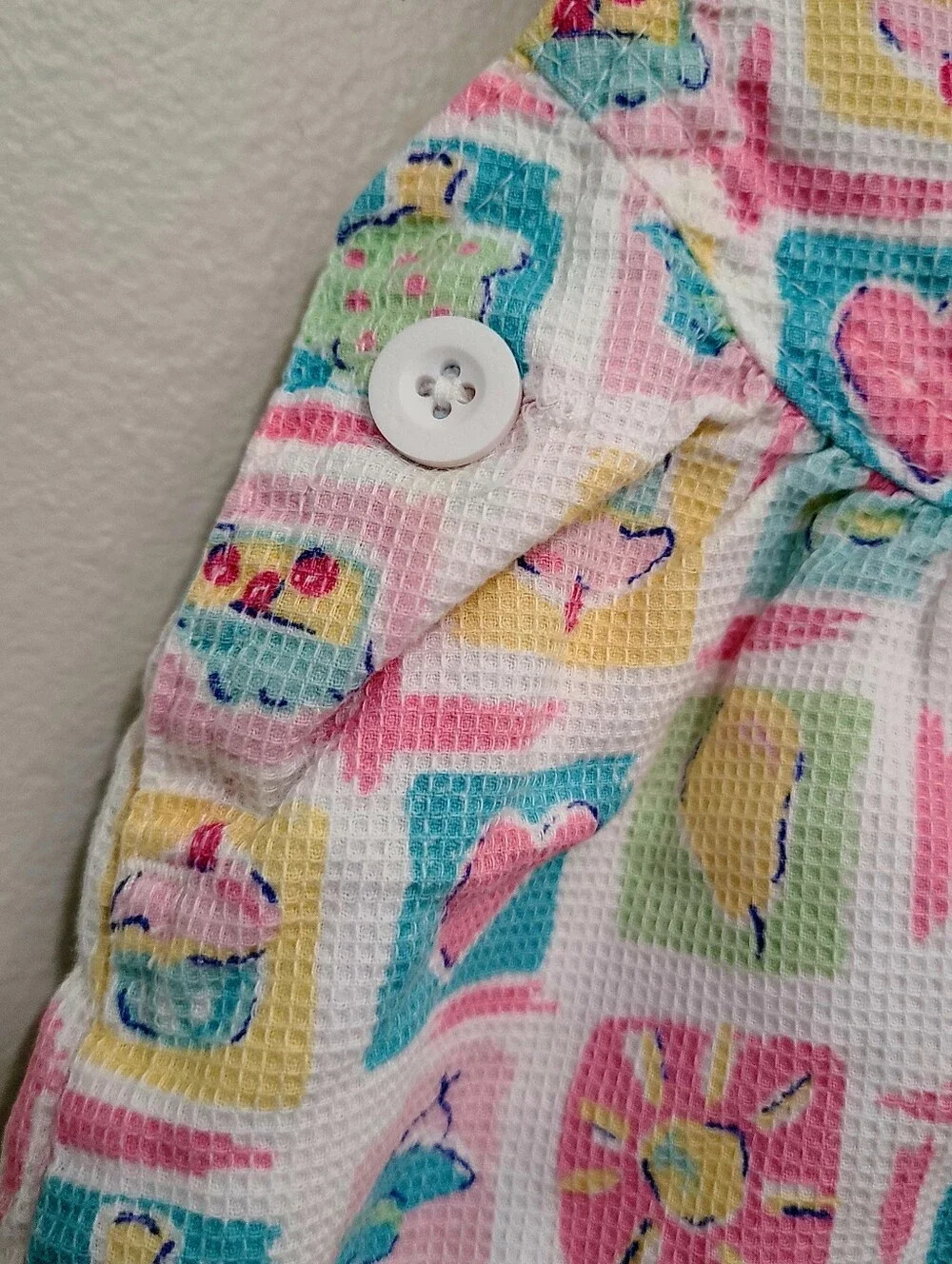 Vtg Oshkosh Baby B’Gosh Vestbak Overalls Bubble Romper Girls 3/6M Heart Flower